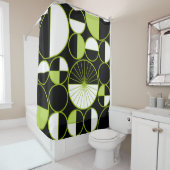 Moderne mediane cirkels Halves Black Chartreuse Douchegordijn (In situ)