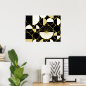 Moderne mediane cirkels Halves zwart Gold Poster (Thuiskantoor)
