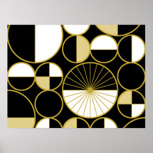 Moderne mediane cirkels Halves zwart Gold Poster