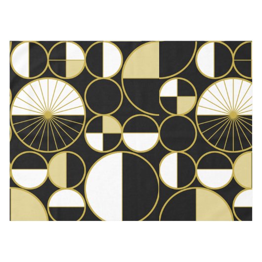 Moderne mediane cirkels Halves zwart Gold Tafelkleed (Voorkant (Horizontaal))