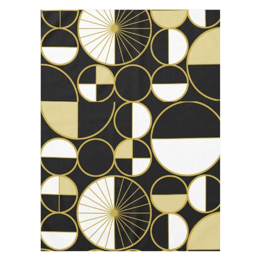 Moderne mediane cirkels Halves zwart Gold Tafelkleed (Voorkant)