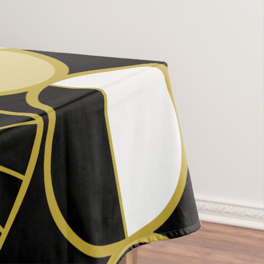 Moderne mediane cirkels Halves zwart Gold Tafelkleed (Voorbeeld)