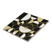 Moderne mediane cirkels Halves zwart Gold Tegeltje (Zijkant)