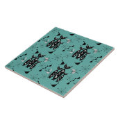 Moderne mediane retro-kattenpatroonpatronen tegeltje (Zijkant)