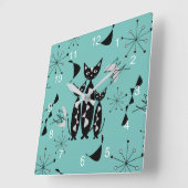 Moderne mediane retro-kattenpatroonpatronen vierkante klok (Hoek)