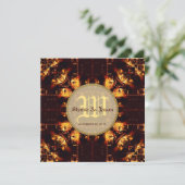 Moderne medieval Fire Monogram Weddenschap Kaart (Staand voorkant)