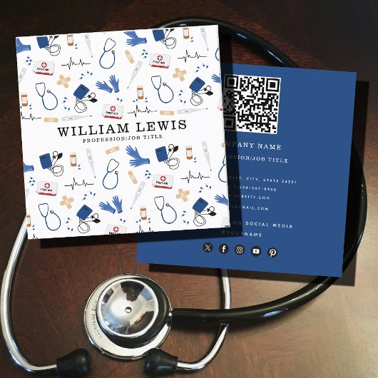 Moderne Medisch Dokter Verpleegkundige QR Code Vierkante Visitekaartje