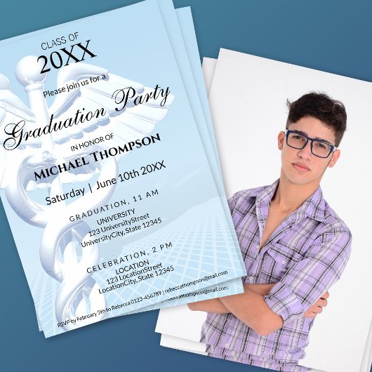 Moderne Medische Caduceus Afstuderen | Foto Kaart