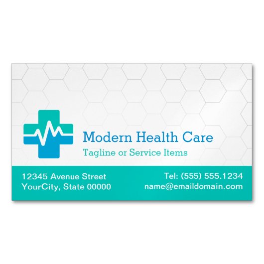 Moderne medische zorg - White Green Blue Magnetisch Visitekaartje (Voorkant)