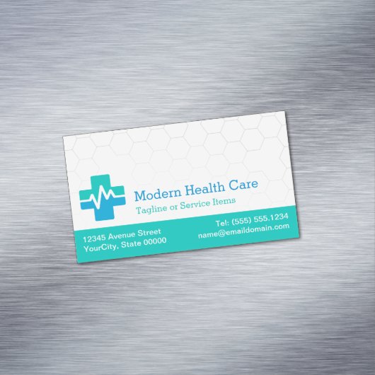 Moderne medische zorg - White Green Blue Magnetisch Visitekaartje (Voorbeeld)