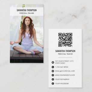 Moderne Meditatie Wellness Fitness Foto QR Code Visitekaartje