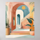 Moderne Mediterraanse Boho-boog wandkunst afdruk Poster (Voorkant)