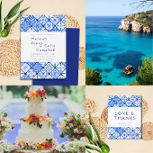 Moderne mediterrane blauwe Tegel bruiloft Kaart