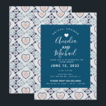 Moderne Mediterrane Bridal Romantic Love Tegels Kaart<br><div class="desc">douche voor de mediterrane bruiloft - moderne patroonharten</div>