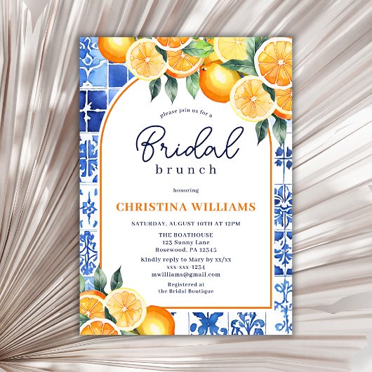 Moderne mediterrane bruidsbrunch kaart