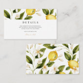 Moderne mediterrane citroen bruiloft details informatiekaartje (Voorkant / Achterkant)