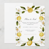 Moderne mediterrane citroen bruiloft uitnodiging K (Voorkant / Achterkant)