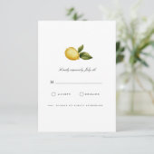 Moderne mediterrane citroen RSVP-kaart RSVP Kaartje (Staand voorkant)