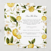 Moderne mediterrane citroen Save the Date Kaart (Voorkant / Achterkant)