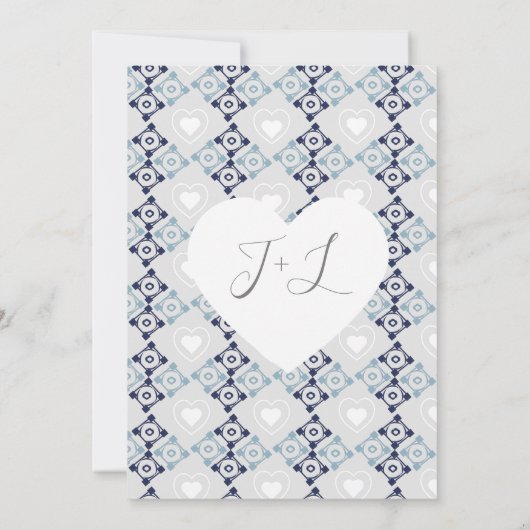 Moderne mediterrane Tegel met hart Opslaan datum Kaart (Achterkant)