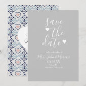 Moderne mediterrane Tegel met hart Opslaan datum Kaart (Voorkant / Achterkant)