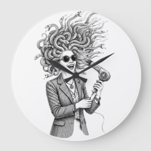 Moderne Medusa die föhn gebruikt Funny Mythologie Grote Klok