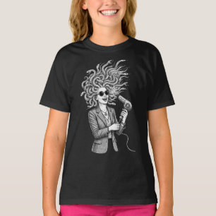 Moderne Medusa die föhn gebruikt Funny Mythologie T-shirt