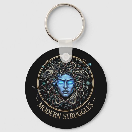 Moderne Medusa Tech Problemen - Cyberpunk Grieks Sleutelhanger (Voorkant)