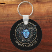 Moderne Medusa Tech Problemen - Cyberpunk Grieks Sleutelhanger (Achterkant)