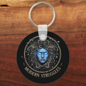 Moderne Medusa Tech Problemen - Cyberpunk Grieks Sleutelhanger (Voorkant)