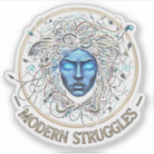 Moderne Medusa Tech Problemen - Cyberpunk Grieks Sticker (Voorkant)