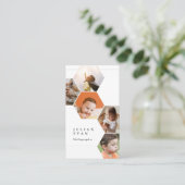 Moderne Meerdere foto Collage Hexagon honingraat Visitekaartje (Staand voorkant)