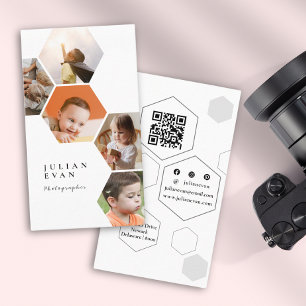 Moderne Meerdere foto Collage Hexagon honingraat Visitekaartje