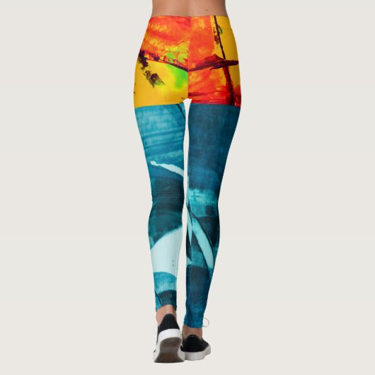 Moderne meerkleuren Abstracte Waterverf Legging (Achterkant)