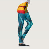 Moderne meerkleuren Abstracte Waterverf Legging (Rechts)