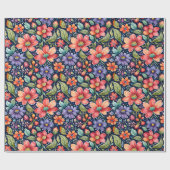 Moderne meerkleuren bloemen cadeaupapier (Vlak)