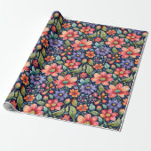 Moderne meerkleuren bloemen cadeaupapier (Uitgerold)