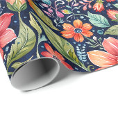 Moderne meerkleuren bloemen cadeaupapier (Rol Hoek)