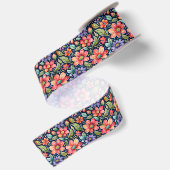 Moderne meerkleuren bloemen satijnen lint (Achterkant)