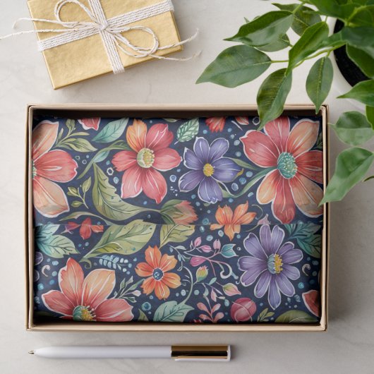 Moderne meerkleuren bloemen tissuepapier (Geschenk)