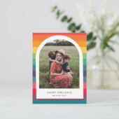 Moderne meerkleurige boog foto groeten feestdagenkaart (Staand voorkant)