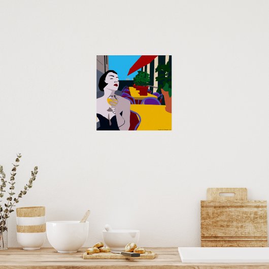 Moderne  meerkleurige digitale avondwijn poster (Keuken)