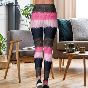 Moderne meerkleurige gestreepte gebreide wollen te leggings