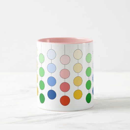 Moderne, meerkleurige hangende cirkels mok (Midden)