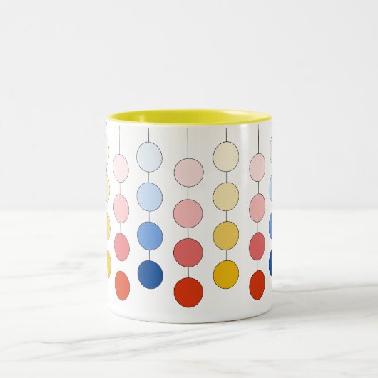 Moderne, meerkleurige hangende cirkels tweekleurige koffiemok (Center)