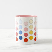Moderne, meerkleurige hangende cirkels tweekleurige koffiemok (Center)