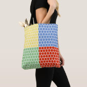 Moderne Meerkleurige Vierkanten Tote Bag (Dichtbij)