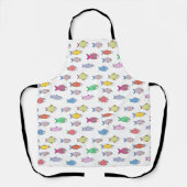 Moderne meerkleurige vis op wit schort (Voorkant)