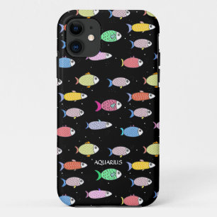 Moderne meerkleurige vis op zwart Case-Mate iPhone case