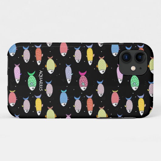 Moderne meerkleurige vis op zwart Case-Mate iPhone case (Achterkant (horizontaal))